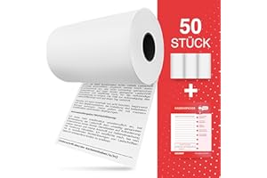 ‎LICURAT LICURAT - EC Thermorollen Thermopapier mit SEPA Lastschrift - 57mm x 14m x 12mm - Kassenrollen passend für EC Cash - EC Thermopapier u.A. für Verifone VX680, VX 680 - [50 EC Thermorollen 57mm]