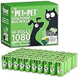 Sacchetti Cane Biodegradabili, 1080 Sacchetti Cane, 60 Rotoli for Porta Sacchetti Cane, USDA 38% Biobased, Sacchetti Per Cani