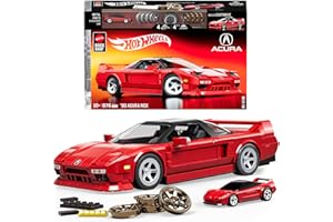Mattel Brick Shop Klocki Hot Wheels Elite Series ’90 Acura NSX Samochód do zbudowania, 876 elementów, zestaw konstrukcyjny dla dorosłych kolekcjonerów i zabawka dla dzieci od 10 roku życia, JFT17