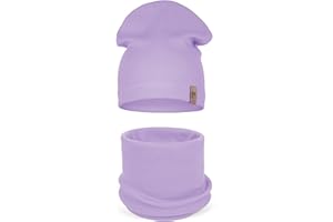 HEYO Kinder Beanie Mütze Schlauchschal Set für Mädchen Jungen Frühling Strickmütze Schal