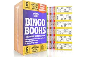 BINGOOSE Bingo Books 6 Game Tickets per Sheet & 6 Sheets per Book - 3600 Easy to Read Bingo Cards 1-90 Large Print Numbers - Easy to Tear Perforated Colourful Flyers for Daubers, Pens and Dabbers