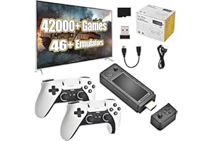 KINMRIS X9 Pro Retro Game Stick 4K with 2 x 2.4G Rechargeable Wireless Controllers, Preloaded Game Console 42000+ Classic Games 46+ Simulators, Plug and Play Retro TV Games (128G)