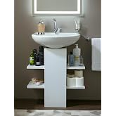 Under Sink Cabinet, Bathroom Cabinet, Bathroom Organizer Cabinet, Multi-Shelf, White, Asude Home
