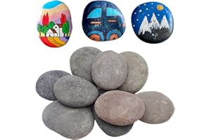POPAPIE 10 Pezzi 5-8 cm Piétre da Dipingere,Ciottoli Lisci da Dipingere,Pietre di Ciottoli da Spiaggia,Pietre Decorative,Ciottoli Piatti per Pittura Fai da Te Decorative per Acquario e Giardino