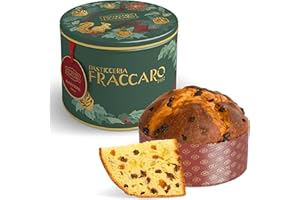 ‎PASTICCERIA FRACCARO 1932 Artisan Panettone 1 kg – Klassischer Panettone, Pasticceria Fraccaro 1932, mit kandierten Früchten und Rosinen, natürlich gesäuerter Mailänder Panettone mit Mutterhefe, Tin Line