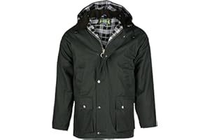 ROMNEYS Giacca cerata inglese in stile country, antivento e impermeabile, con cappuccio