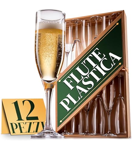 100 Flute Da Champagne In Plastica Glitter Oro - 160 Ml, Riutilizzabili, Ideali Per Matrimoni E Feste