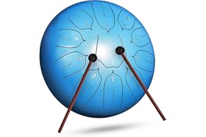 INMAKER Tongue Drum，Tambour à Main 11 Tons 10 Pouces Instrument à Percussion en Acier Avec Livre de Musique pour Éducation Musicale, Yoga, Méditation.