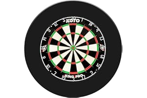 KOTO DARTS KOTO - King PRO Nero (Dimensioni Ufficiali), Bersaglio in Sisal con Centro Senza Graffette, Bordo Protettivo & Staffa