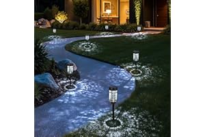 ‎GIGALUMI GIGALUMI Lampy solarne na zewnątrz, zestaw 6 solarnych lamp ogrodowych, wodoodporne na taras, ścieżki, trawnik, podwórko, dekoracja (przełączanie zimnego i ciepłego światła)