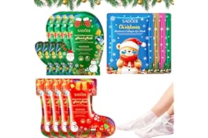 TECHEEL 12 Stück Fußmaske Handmaske Weihnachtsgeschenke Foot Peel Mask Weihnachten Fußpflege Set Feuchtigkeitshandschuhe Fussmaske Socken Weihnachten Geschenk für Freunde und Familie
