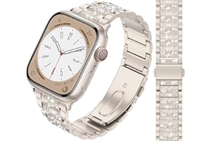 JJII SUNG Bling Diamant Armband kompatibel mit Apple Watch 38mm 40mm 41mm 42mm 44mm 45mm 46mm 49mm, Damen Funkeln Diamant aus Edelstahl Metall Armband für iWatch Serie Ultra SE 10 9 8 7 6 5 4 3 2 1