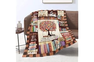 ‎DOMGOGE Lesedecke für Buchliebhaber, Geschenke, Decken, Bibliothek, Überwurf, Decke, Buchclub, Bücherwurm, Geschenk, Damen und Herren, weicher Plüsch, leichte Flanell-Fleecedecke, Sofa, 152.4x203 cm