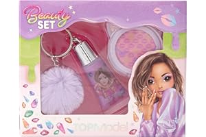 Depesche 12729 TOPModel Beauty And Me-Set di Bellezza, ombretto Scintillante in Barattolo e lucidalabbra Viola con Ciondolo in Peluche, Colore Nero