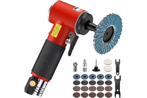 EYPINS Workshop Air Angle Sander - 20,000 RPM, 90 PSI, Lightweight Right Angle Polisher with 2 Collets, 22 Consumables, Rotary Suction Cup and Connecting Rod, Compact for Precision Grinding, Polishing