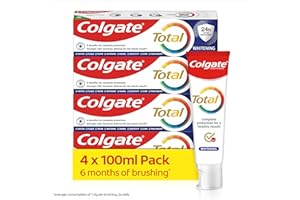 Colgate Total Whitening Toothpaste 100ml X4 - Effectively Removes Surface Stains - 8 Benefits for Complete Protection