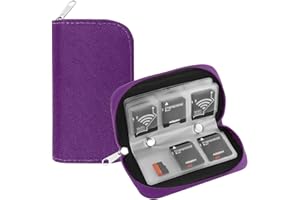 KING OF FLASH - 8 Pages and 22 Slots Memory Card Carrying Case Holder Pouch for SD SDHC MMC CF Micro SD Storage Protector - Purple