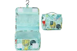 Trousse de Toilette Voyage pour Femme, Lychii Cosmétique Sac avec Crochet, Imperméable Pliable Trousse Maquillage Organisateur
