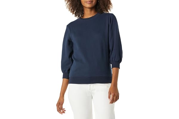 Amazon Essentials dam Fransk frotté fleece ärm detalj rund hals tröja