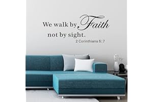 VODOE Wall Stickers for Living Room, Scripture Wall Decals, (Easy to Install), Quotes Prayer Jesus Life Saying Word Sign Hallway House Poster Home Art Decor Vinyl, We Walk by Faith Not by Sight 32"X12.5"