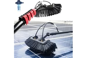 SADOMAIN Teleskopstange mit 5-Flächen-Bürste und Seifenspender,Fensterreinigung mit Teleskopstiel 3.6 - 10.8 m, Teleskopbürste mit Wasseranschluss zur Reinigung von Solaranlage Terrassenüberdachung (10.8M)
