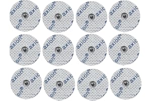 axion - Set di 12 elettrodi pads tondi da 0,32 cm compatibili con Beurer & Sanitas e tutti gli elettrostimolatori con attacco a bottone da 3,5 mm