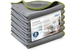 Ekedalen Panni Magic Microfibra Carbonio 400GSM, 6X Asciugamani Senza Aloni Catturapolvere, Strofinacci Pulire per Vetri Pavimenti Bagno Casa Cucina Auto Moto, Stracci Pulizia Riutilizzabili, Verde