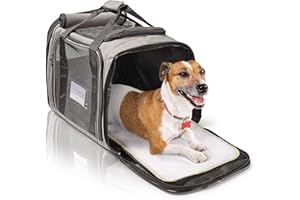 Bella & Balu borsa da trasporto per cani e gatti - grigio | box per cani da trasportare per viaggi di vacanza ed escursioni in aereo o in auto - traspirante, traslucido