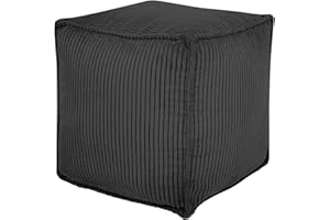 Louis Donné Ungefüllter quadratischer Polsterhocker-Bezug, superweiche Cord-Aufbewahrung, für Wohnzimmer, Schlafzimmer, Hocker, Fußstütze, geeignet für drinnen und draußen, Grau