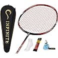 INFINITE Even Balancing Red Badminton Racket with Free Racket Bag, Socks, Grip, Keychain, High Carbon Fiber, 82g, G5, 24-30lbs, Suitable For Players Who Prefer Balancing
