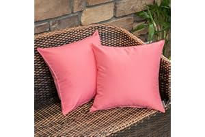 MIULEE Pack of 2 Outdoor Waterproof Throw Pillow Cover Home Pillow Case Decorating Cushion Covers Protectors for Tent Park Bed Sofa Chair Bedroom Decorative Pillowcases 45x45cm 18x18inch Pink