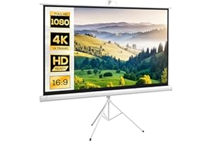 HOMCOM Telo Proiettore da 84 Pollici 4K HD Formato 16:9 con Treppiede Pieghevole Regolabile, Schermo Proiettore Portatile in Metallo, Grandangolo di 160 Gradi, per Casa, Home, Cinema, Esterno, Bianco