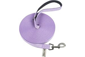 Wolfone Long Line Dog Lead with Padded Handle Purple 5m Reflective Extra-long Training Leads for Dogs Outside