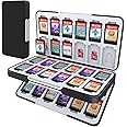 HEIYING Game Card Case for Nintendo Switch & Switch OLED,Black Portable Travel Carry Case with 48 Game Card Slots and 24 Micro SD Cards Slots