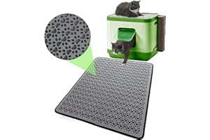 Bazerga Tapis Litière Chat pour Bac à Litière Chat et Maison de Toilette Chat XXL, 60-74 cm, Imperméable Non Toxique, Double Couche%100 EVA en Patte du Chat(60-74 cm, Gris)