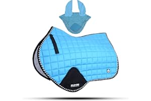 GALLOP SHOP Close Contact Tapis de selle de saut pour selle de saut avec oreilles libres (plein, aqua)
