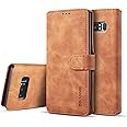 UEEBAI PU Leather Case for Samsung Galaxy Note 8, Vintage Retro Premium Wallet Flip Cover TPU Inner Shell [Card Slots] [Magnetic Closure] Stand Function Folio Shockproof Full Protection - Brown