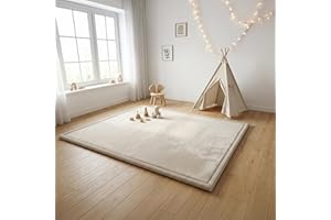 ‎FRIEDO PRODUCTS FRIEDO Krabbelmatte Baby I ÖKOTEX Zertifiziert I 140x200cm beige I Extra dick und weiche Spielmatte, Spielteppich I Rutschfester, wasserabweisender Teppich für Wohn und Kinderzimmer I Tatami Matte