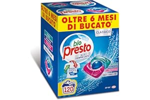Bio Presto Power Caps Classique, Lessive Laveuse Prédosée en Capsules, 2 Boîtes de 60 Lavages (120 lavages)
