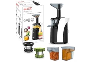 Imetec Succovivo SJ4 1200 Licuadora para frutas y verduras de prensado en frío, baja velocidad 50 RPM, tecnología Easy Juice,