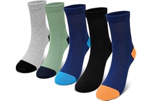 PUTUO Chaussettes Enfant Garçon Fille: Socquettes à Bord Large pour Enfants en Coton – Sans Couture & Respirantes – Usage Quotidien 5 paires