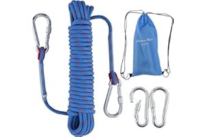 LZ.MZXU Climbing Rope 10M 8mm Rope Multifunctional Cord Emergency Escape Cord Boat Rope With 2 Carabiners Camping Rescue Outdoor Hiking Caving (Blue)