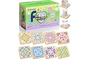 Finsink Mosaik bastelset kinder 8pcs mosaik untersetzer bastelset diy holz untersetzer Set Mosaiksteine zum basteln set Geburtstagsgeschenke für Kinder erwachsene