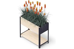 Upyard Holz Hochbeet für Garten, Terrasse und Balkon - Blumenkasten mit Innenvlies und wasserdichter Kunststoffeinlage - Pflanzkasten für Innen- und Außenbereich, 78x36x72, Natur