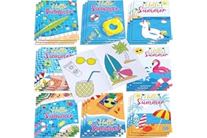 Faccito Mini Livres de Coloriage pour Enfants et Adultes Jeux de Voyage Activité Anti-stress Mon Premier Cahier de Coloriage pour Enfants Plus de 3 Ans - 112 Modèles (Fête Été)