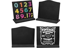 Pinsheng Mini Pizarras con Soporte, Pizarra Negra Pequeña Mini Letreros de Pizarra de Pie Tablero de Tiza para Menú Para la Escuela Boda Cumpleaños Bar y Decoración de Eventos de Fiesta