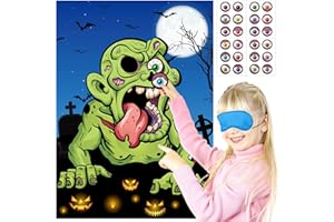 RMMD® Halloween Party Games for Kids Pin the Eye on the Zombie Games 24 Players Halloween Party Games Pin the Halloween Game Halloween Party Favours Halloween Pin Game for Family/School
