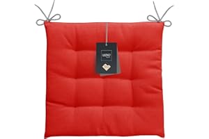 ‎LILENO HOME LILENO HOME 1er Set Stuhlkissen Rot (40x40x4,5 cm) - Sitzkissen für Gartenstuhl, Küche oder Esszimmerstuhl - UV-beständige Indoor u. Outdoor Stuhlauflage als Stuhl Kissen (Laura OLF)