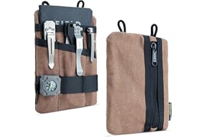 VIPERADE VE1-OW Small EDC Pouch, Waxed Canvas EDC Organiser Small Tool Pouch with 5 Pockets, Multitool Pocket Organiser for Flashlight Multitools Pen Notebook