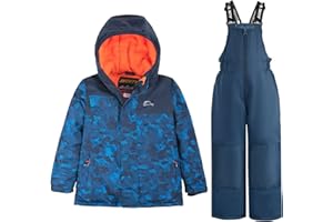 SMONTY Kinder Schneeanzug für Jungen, Winter-Skijacke Und -Hose, Set Mit Kapuzenriemen, Winddicht, Wasserdicht, Warmer Mantel